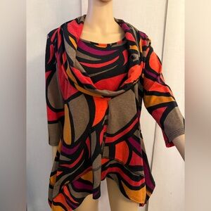 Coco Bianco multicolored tunic, cowl neck. Sz.M